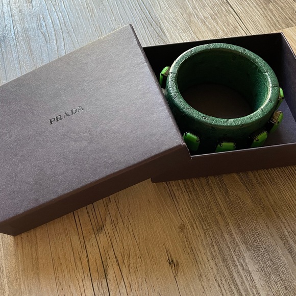 COPY - Authentic Prada Ostrich Crystal Bangle - Picture 2 of 4